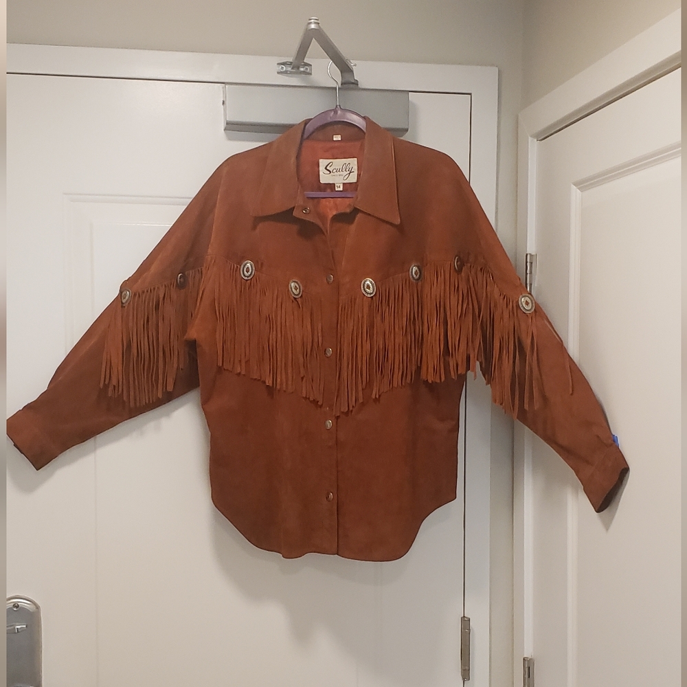 Vintage Jacket Scully 1980s Medium Burnt Orange Suede